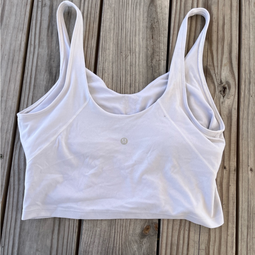 White lululemon cropped align tank in white.